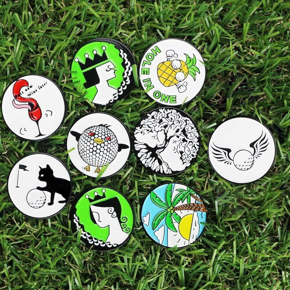 Lot of 10 Golf Ball Markers Assorted Patterns - Soft Enamel Technique
