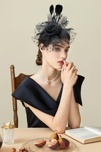 Fascinator Hats for Women Tea Party Hat Kentucky Fascinators Headband Derby Hats Wedding Flower Feathers Hair Clip