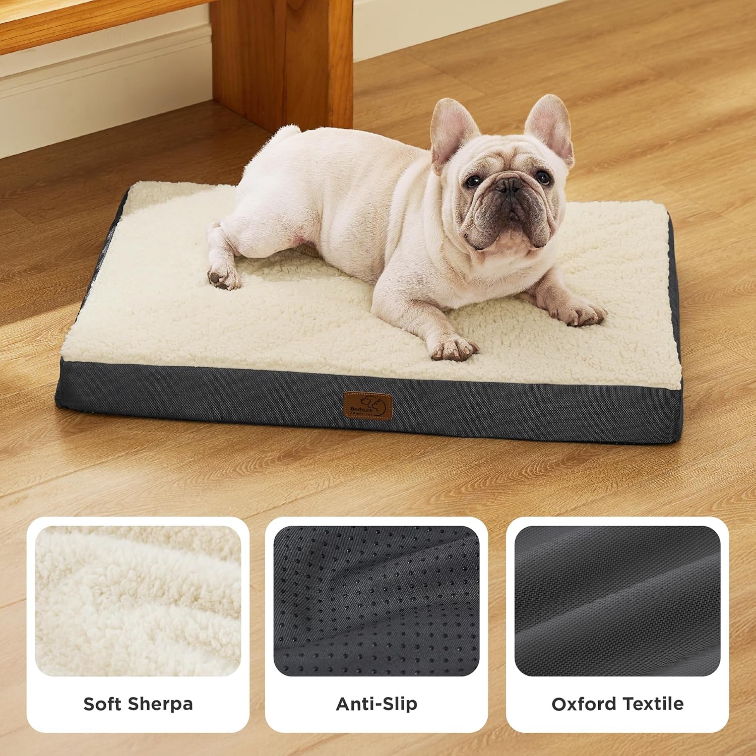 Dog Bed Medium Size Dog - Comfy Flat Puppy Beds with Removable Washable Cover, Orthopedic Egg Crate Foam Pet Mat, Suitable for Pet up to 30 Lbs