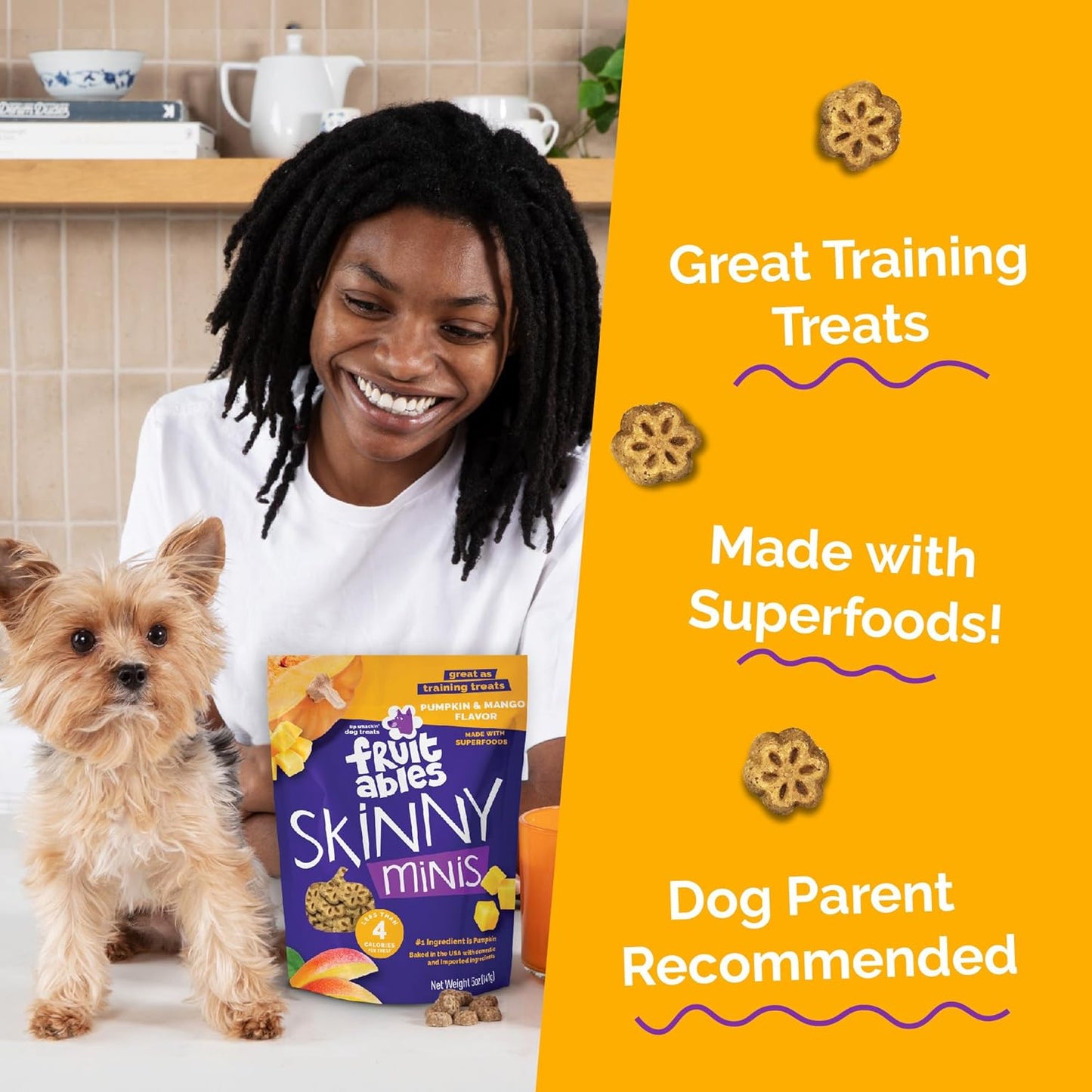 Skinny Minis Dog Treats, Healthy Pumpkin Treat for Dogs, Low Calorie & Delicious, Puppy Training, No Wheat, Corn or Soy, Made in the USA, Pumpkin and Mango Flavor, 5Oz