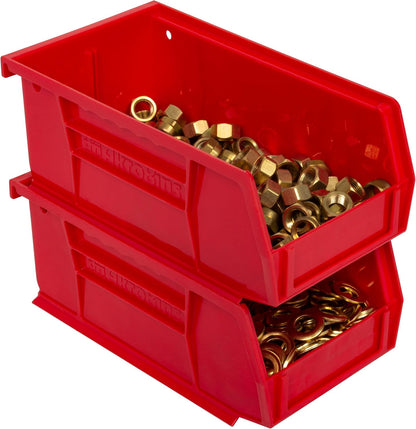 30220 Akrobins Plastic Storage Bins, Space-Saving Stackable Bins for Garage, Pantry, Craft Organization, 7-" X 4-" X 3-", Red, 24-Pack