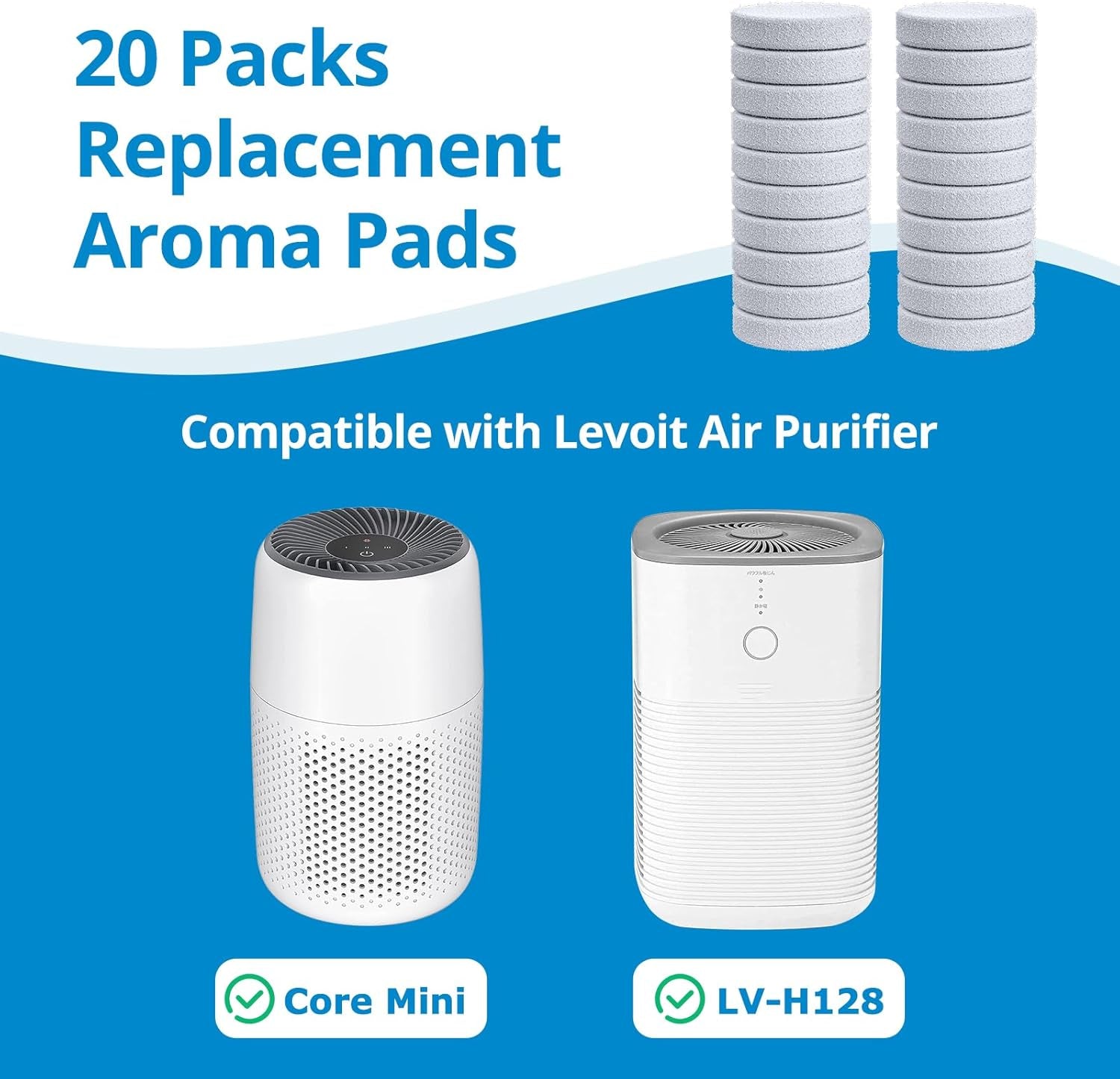 20 Pack Core Mini Aroma Pads Replacement for LEVOIT LV-H128 Essential Oil Replacement Aromatherapy Refill Pads Compatible with LEVOIT Core Mini & LV-H128 Air Purifier, White