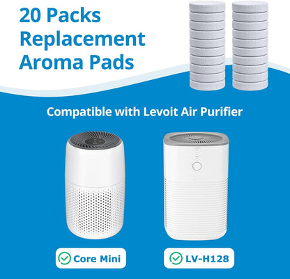 20 Pack Core Mini Aroma Pads Replacement for LEVOIT LV-H128 Essential Oil Replacement Aromatherapy Refill Pads Compatible with LEVOIT Core Mini & LV-H128 Air Purifier, White