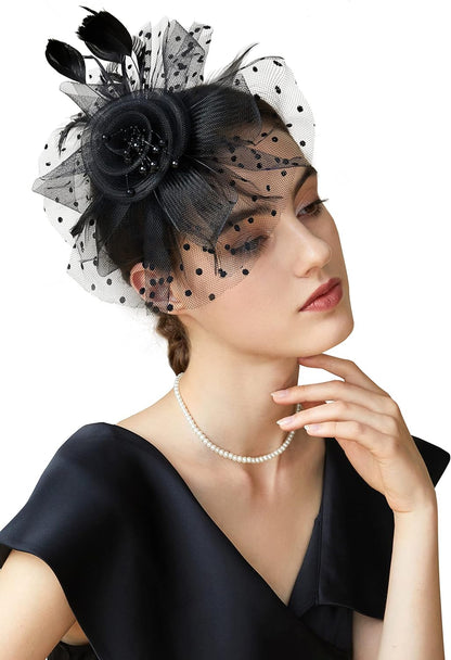 Fascinator Hats for Women Tea Party Hat Kentucky Fascinators Headband Derby Hats Wedding Flower Feathers Hair Clip
