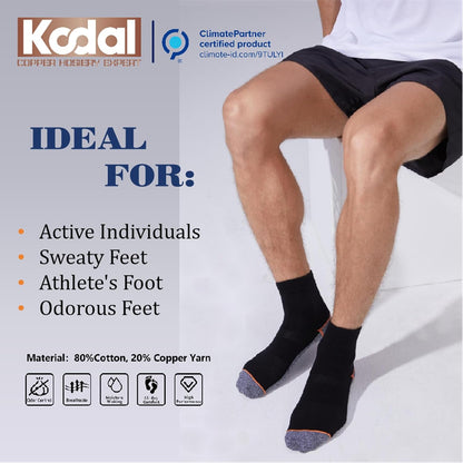 Copper Infused Quarter Socks Improve Foot Health Odor Control with Moisture Wicking Durable Comfortable Fit