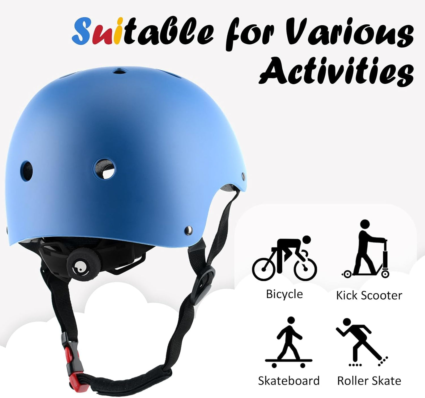 Kids Bike Helmet, Adjustable and Multi-Sport, from Toddler to Youth, 3 Sizes