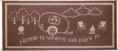8-Feet X 18-Feet Outdoor RV Home Patio Reversible Mat - Brown/Beige