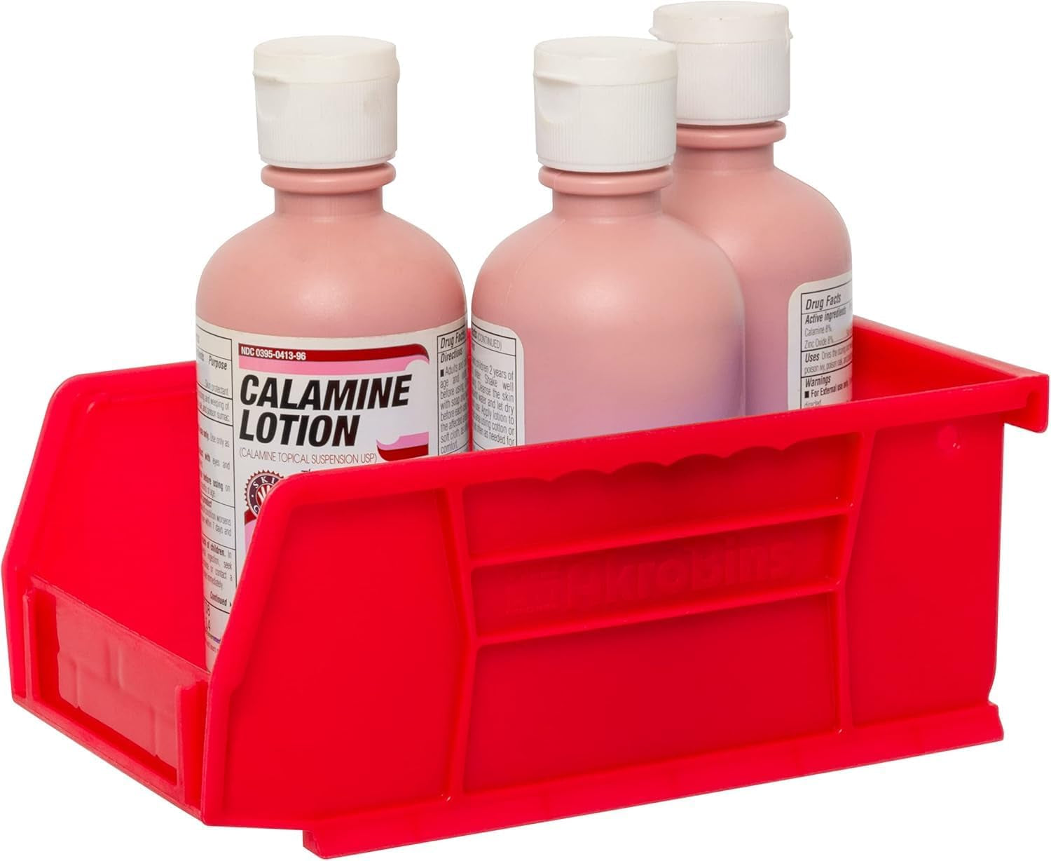 30220 Akrobins Plastic Storage Bins, Space-Saving Stackable Bins for Garage, Pantry, Craft Organization, 7-" X 4-" X 3-", Red, 24-Pack