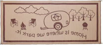 8-Feet X 18-Feet Outdoor RV Home Patio Reversible Mat - Brown/Beige