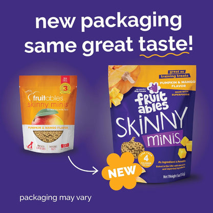 Skinny Minis Dog Treats, Healthy Pumpkin Treat for Dogs, Low Calorie & Delicious, Puppy Training, No Wheat, Corn or Soy, Made in the USA, Pumpkin and Mango Flavor, 5Oz