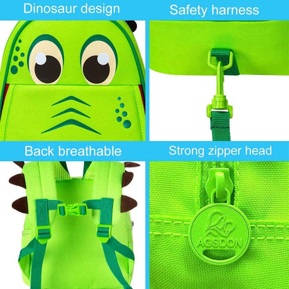 Toddler Backpack Leash, 9.5" Safety Harness Dinosaur Bag - Removable Tether