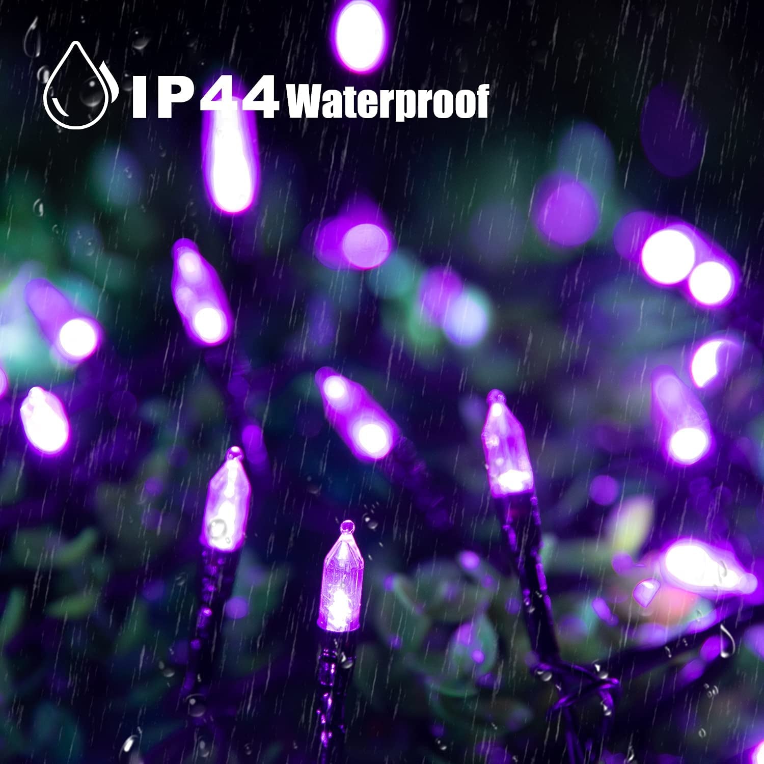 Purple-Halloween-Lights-Outdoor, 33FT 100 LED Waterproof Christmas String Lights with 8 Lighting Modes, Connectable Halloween Decorations for Haunted House Ghost Holiday Party Xmas Tree Lights Decor