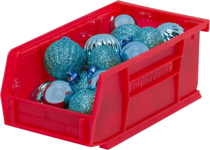 30220 Akrobins Plastic Storage Bins, Space-Saving Stackable Bins for Garage, Pantry, Craft Organization, 7-" X 4-" X 3-", Red, 24-Pack