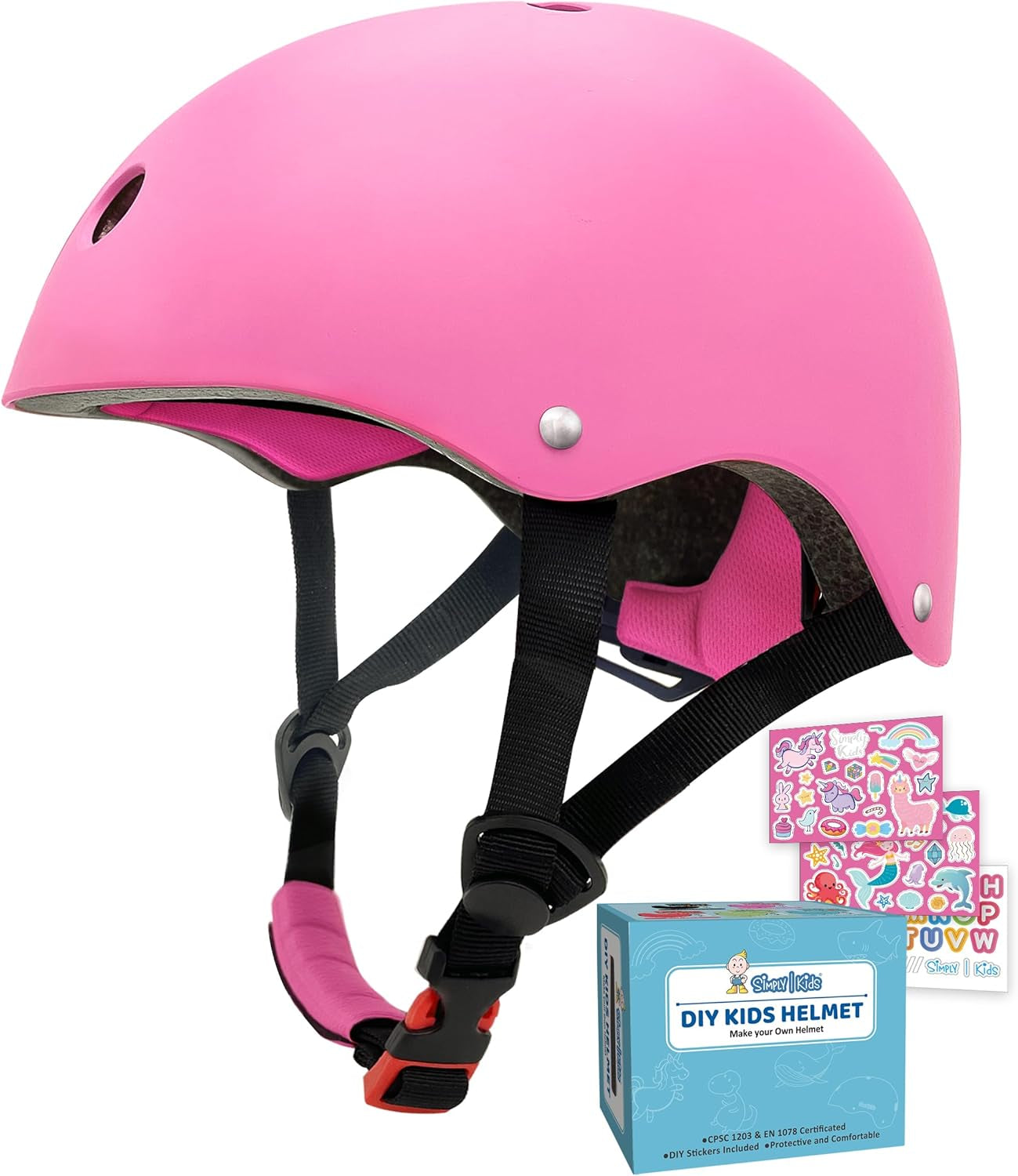 Bike Helmet with DIY Stickers, CPSC & CE Certified - Toddler Helmet for Skateboard Roller-Skating Bicycle Scooter