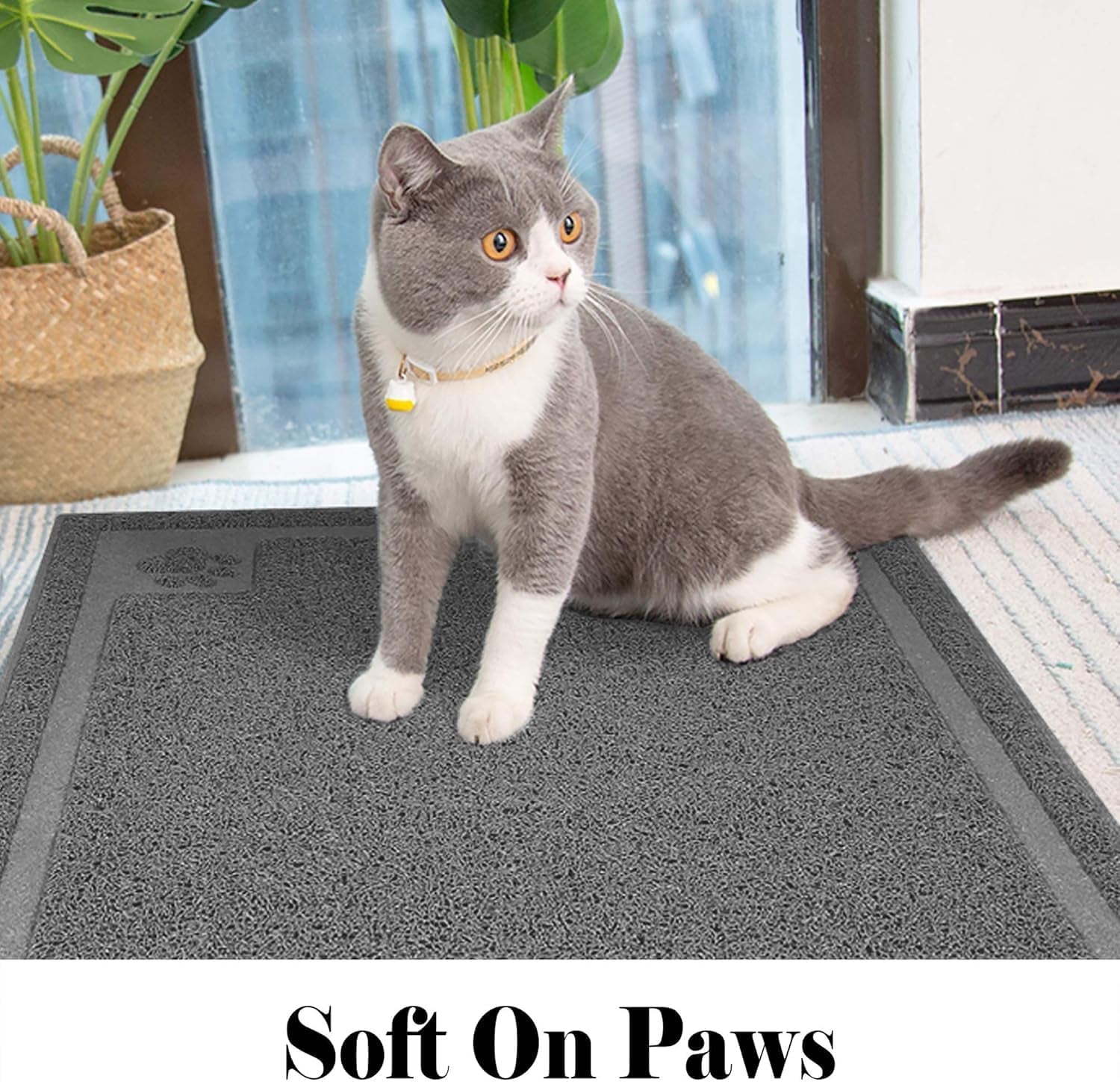 Large Cat Litter Mat Trapper 35"×23" Traps Litters from Box and Paws Scatter Control for Folding Trapping Mat Soft for Floor on Sensitive Kitty Paws Easy to Clean